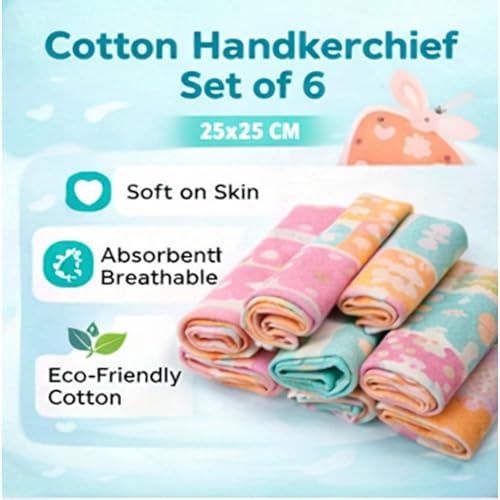 Image of ANVIK Women Check Handkerchief - Cotton Hanky, Face TowelHanky for Kids Boys Girls for School (Pack of 6 Pc)