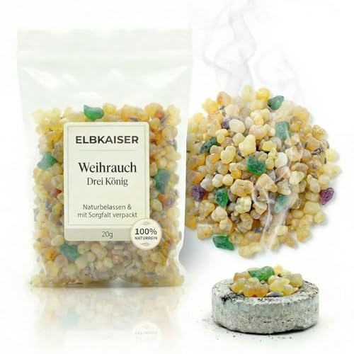 Incienso para ahumar – Incienso de tres reyes de iglesia, 20 g, resina de incienso de alta calidad, incienso de rosa