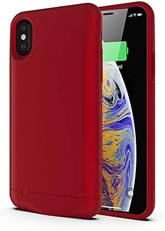 SNSOU iPhone X/XS Battery Case, 5200mAh Portable Charger Case Rechargeable Extended Battery Pack Protective Backup Charging Case Cover for Apple iPhone X, iPhone Xs (5.8 Inch)-Red