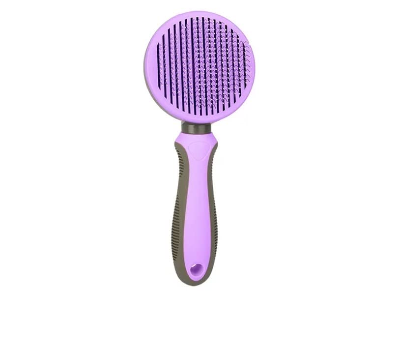 TopMed ETS Pet Grooming Tool Needle Brush, Self Cleaning Slicker Brushes for Pet Grooming, Remove Undercoat, Shedding Hair from Long or Short Hair Proven Grooming Tools for Dogs Cats and Other Animals (Curved Needle - Purple)
