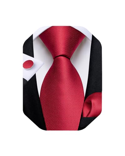 Image of DiBanGu Extra Long Tie for Men 63 inch XL Silk Necktie Set | Pocket Square and Cufflinks, Big and Tall, Jacquard Woven, Gift Box, Paisley /Plaid /Solid /Striped, for Weddinng Party Business