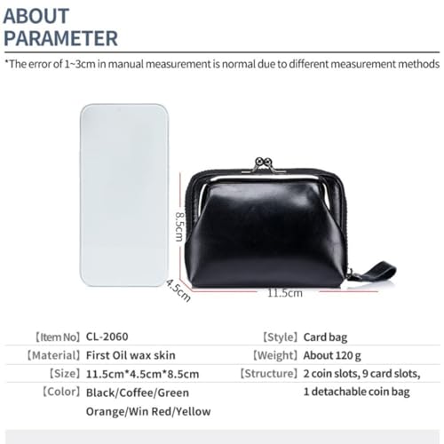 Genuine Leather Small Wallet for Women 9 Card Slots Kiss Lock Coin Pocket Kiss Clasp Mini Purse3