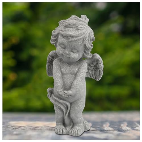 Pequeña estatua de ángel querubín de piedra arenisca