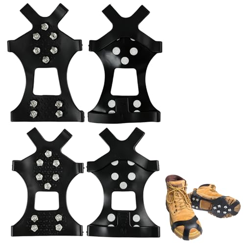 2 Pares de Crampones GT10 de Acero Inoxidable,Diseñados para Actividades al Aire Libre como Excursiones, Pesca, Escalada, Montañismo y Caminata sobre Nieve y Hielo,Tamaños M y L, Alta Durabilidad
