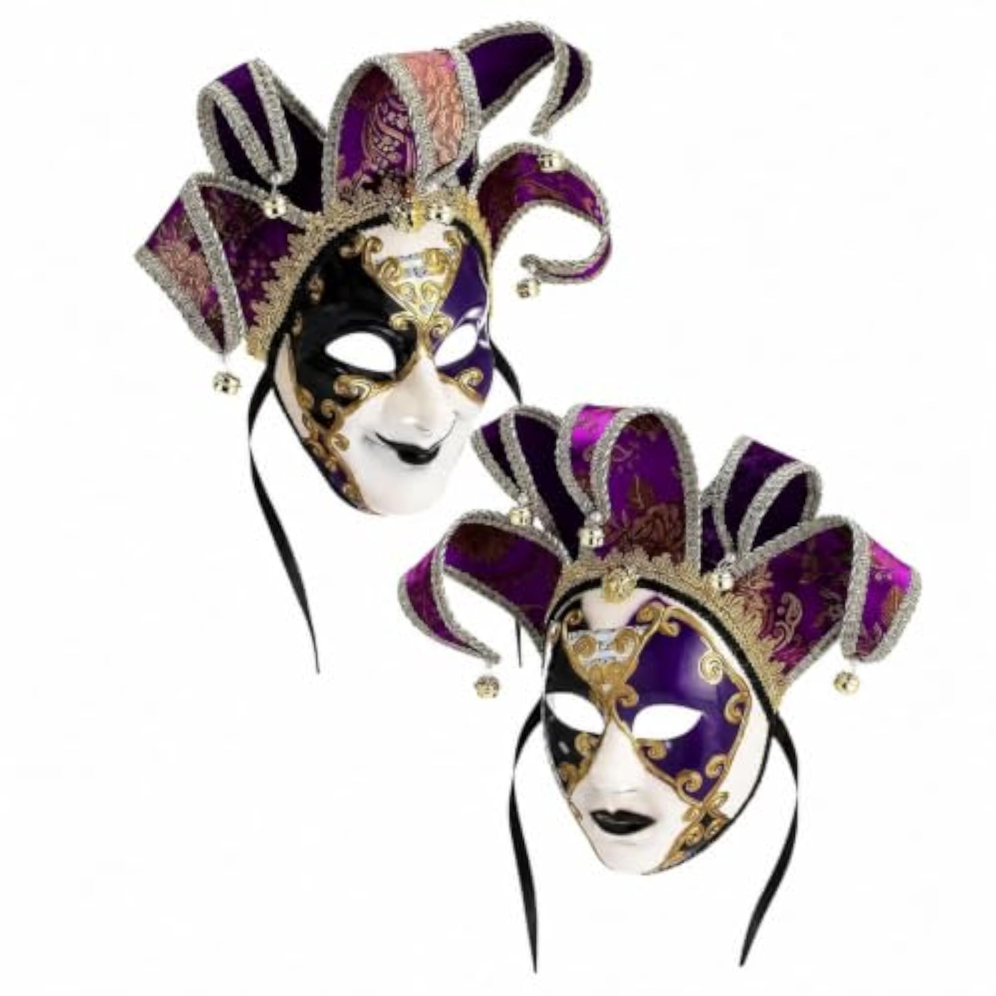 Ornate Jester Mask with Bells, Theatrical Design