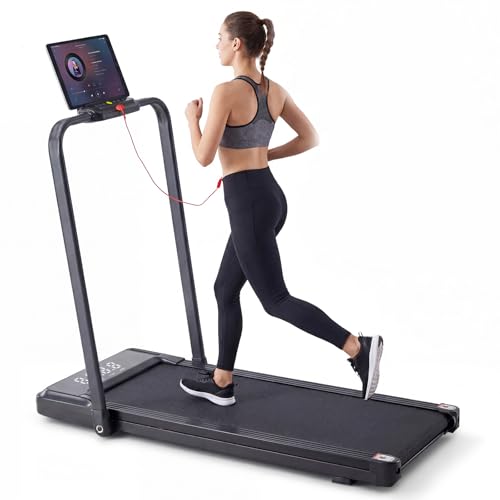 Image of NEWBULIG Under Desk Walking Pad Treadmill, Portable Compact Electric Treadmill with Remote Control, Quiet Fitness Equipment & LED Display for Home & Office, Black&Sliver