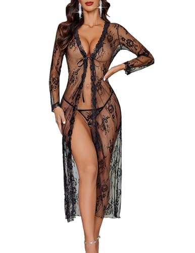Avidlove Sexy Lace Robe for Women Lingerie Bridal Lace Babydoll Robe Lingerie Sheer Wedding Gown