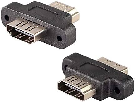 Adaptador HDMI Traodin - 2 piezas, conector HDMI hembra a hembra con tornillo de fijación para montaje en panel, extensor acoplador (con orejas)