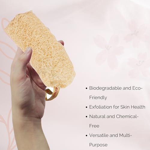 Image of Midazzle Natural Bath Loofah Scrubber - Premium Exfoliating Body Scrubber for Deep Cleansing, High-Lather Foam, Gentle Skin Renewal, Improved Circulation, and Refreshing Bath Experience (MIOL6101)
