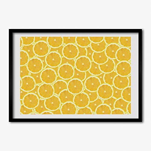 Cadre photo MDF 70x50 cm Tulup avec affiche de tranche de citron jaune