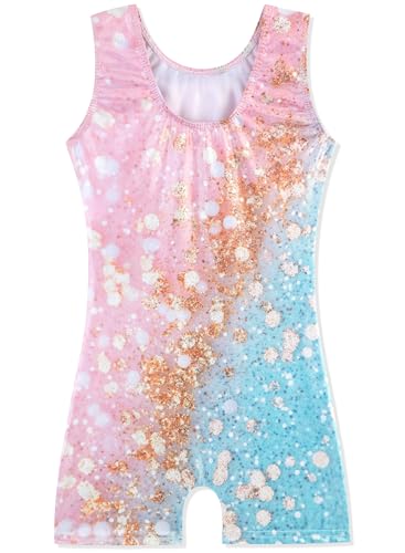 Image of HOZIY Gymnastics Leotards for Girls Unicorn Aurora Rainbow Mermaid Dinosaur Cupcake Sparkle Biketard Toddlers Kids Children