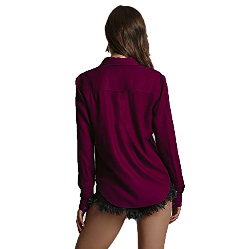 Image of C.Cozami Casual Long Sleeves Double Pocket Women's Rayon Shirts