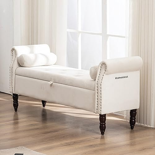 Image of Cleobury Storage Couch Bench Ottoman Bench 2 Seater Sofa Settee for livingroom badroom Office (Beige)