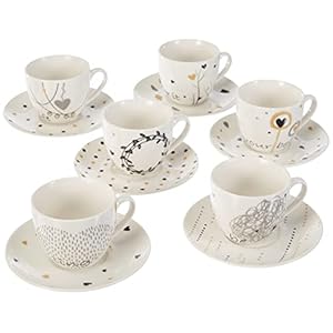 Tognana Set van 6 theekopjes met schoteltjes, porselein