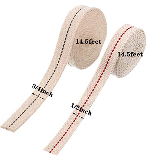 29 Feet/2 Roll Oil Lamp Wick,100% Cotton 1/2 Inch Oil Lantern Wick, 3/4 Inch Flat Cotton Wick,14.5 Feet Per Roll #TOP1
