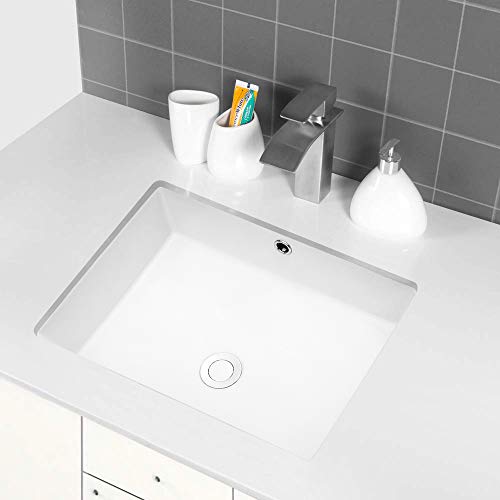 Undermount Sink Bathroom - Sarlai 22"X16" Vanity Sink Pure White Rectangular Undermount Vessel Sink Porcelain Ceramic Lavatory Vanity Bathroom Sink #TOP2