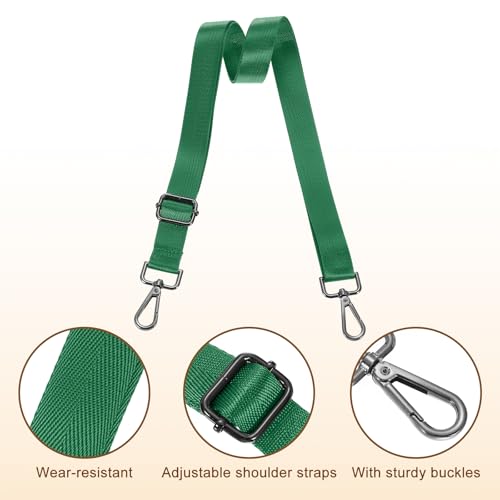 Image of uxcell Wide Shoulder Strap, 2.5cm Adjustable Purse Strap Replacement Crossbody Strap for Shoulder Bag Handbag, Green, Black Pull Core Buckle