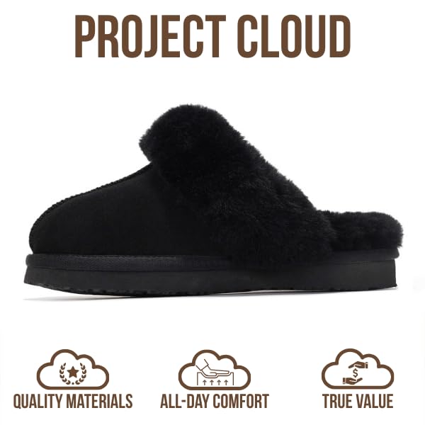 Project Cloud Genuine Leather Slippers for Women Footwear with Real Sheep Wool Lining Womens Clogs & Mule - Non-Slip Indoor/Outdoor Scuff Womens Slippers with Memory Foam Insole (Henka)