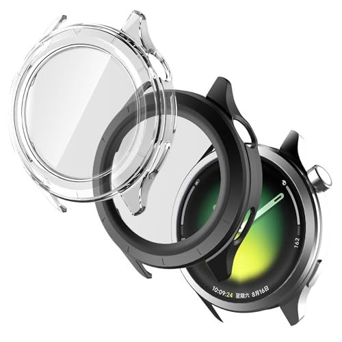 Pollachi [2 Pezzi Cover con Vetro Temperato per Xiaomi Watch 5 Custodia Rigida Protezione Totale Ultra Sottile HD Clear Pellicola Protettiva
