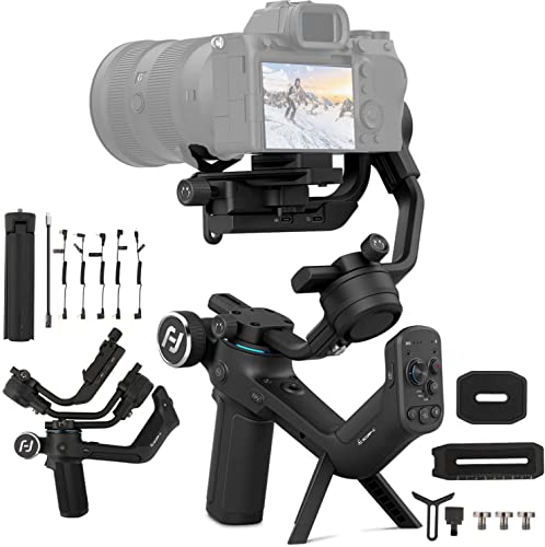 FeiyuTech SCORP-C Camera Stabilizer, 3-Axis Handheld Gimbal for DSLR and Mirrorless Cameras for Sony/Canon/Panasonic /Lumix/Nikon/Fujifilm,Underslung Rear Grip,Up to 5.51lbs Payload with Tripod
