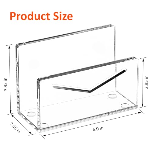 FUCDTEFC Acrylic Mail Holder, Clear Acrylic File Letter Organizer, Vertical Envelope Mail Holder for Desk, Lightweight Countertop Bill Holding Sorter Letter Invoice Stand for Home Office School