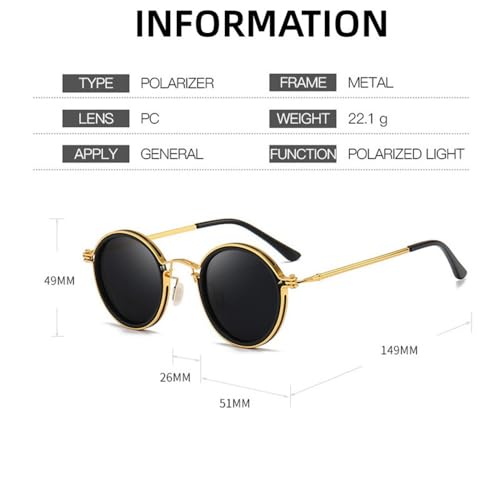 Men Polarized Sunglases Metal Round Frame Sun Glasses Women Retro UV400 Shades Eyewear4