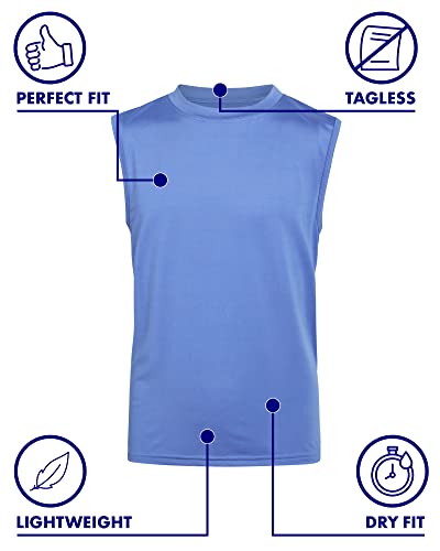 Black Bear Boy's Athletic Tank Tops ? 4 Pack Performance Dry-Fit Muscle Tee (4-18), Size 16-18, Light Blue/Navy/Black/Red #TOP3