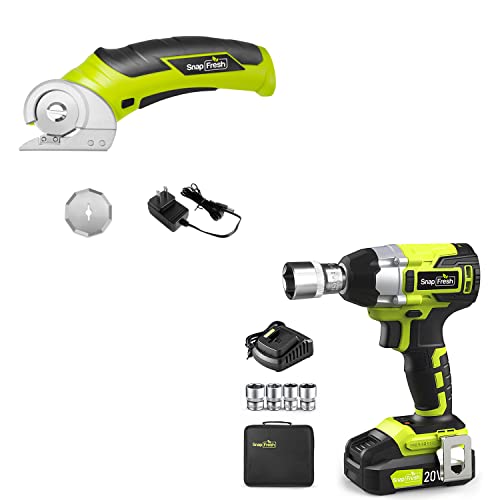 SnapFresh Cordless Electric Scissor + 20V Cordless Impact Wrench Kit
