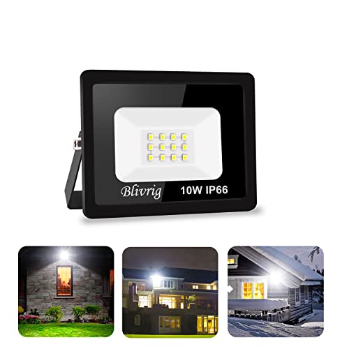 Blivrig LED Strahler Außen 10W Warmweiß 3000K, 1000LM Scheinwerfer Aussen, IP66 Wasserdicht Fluter