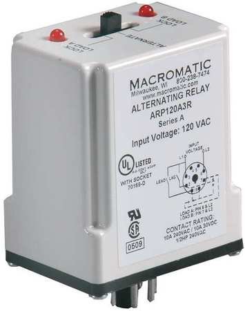 Alternating Relay, Dpdt, 24Vac, 10A, 8 Pin