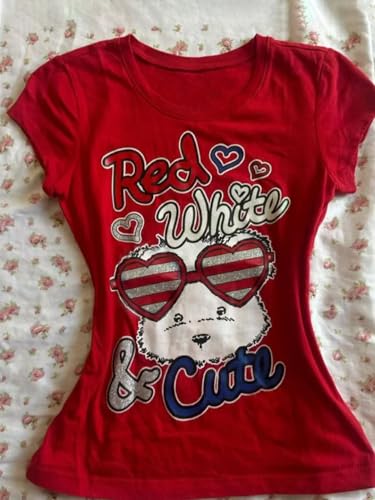 Image of Kawaii Cutecore Harajuku Y2k 2000s Tops Summer Preppy Aesthetic Alt Goth Emo Short Sleeve Graphic Tees