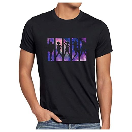 style3 Moon Mercurio Marte Júpiter Venus Camiseta para Hombre T-Shirt Sailor Luna Anime, Talla:4XL