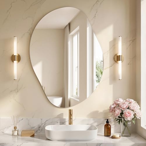 SONGMICS Miroir Mural Moderne, Miroir Irrégulier Asymétrique, en Forme de Pétale, 60 x 45 cm,...