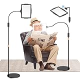 Floor Magnifying Glass with Light and Stand 10X: 48 LED Flexible Hands Free Magnifier Lamp - 2-in-1 Large Lighted Magnifiers for Seniors Reading,Close Work,Jewelry, Repair,DIY