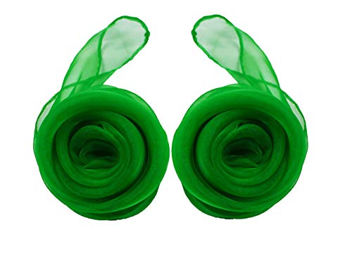 1950s Square Chiffon Scarf Sheer Square Neck Head Scarfs for Women,Christmas Scaves Gifts for Your Mom,Sister,Friend（2Pack） (70cm, green)2