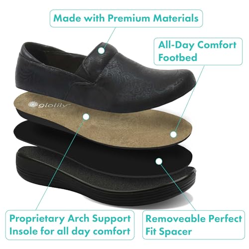 Glolily Kate Women's Slip-On Shoe - Professional Lightweight Extra Cushion, Slip-Resistant Work Shoe with Removeable Supportive Orthotic Arch Support Footbed3