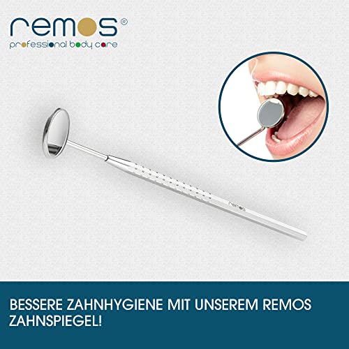 DE REMOS Mundspiegel/Zahnspiegel mit 1.5-facher Vergrößerung aus rostfreiem Edelstahl