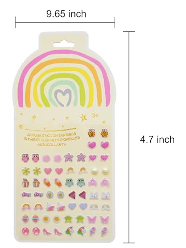 Image of Stick On Earrings - Girls 3D Unicorn Sticker Earrings Self-Adhesive Glitter Craft Gem Stickers Easter Stick on Earring(Rainbow)