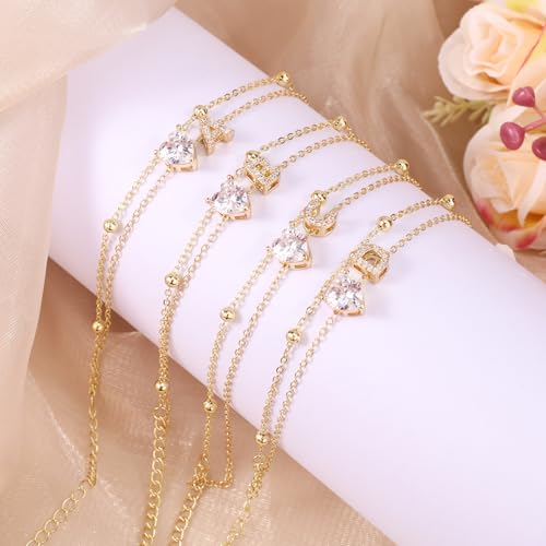 Mikovivi Ankle Bracelet for Women, Adjustable Letter Heart Design Waterproof Gold Initial Anklet Perfect Summer Beach Jewelry Alphabet Foot Chain Decorations and Gifts - Image 6
