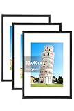 Henrycares Cornice 30x40 Set da 3 con Passepartout, Cornici Nere 30 x 40 cm da Parete Oriz...