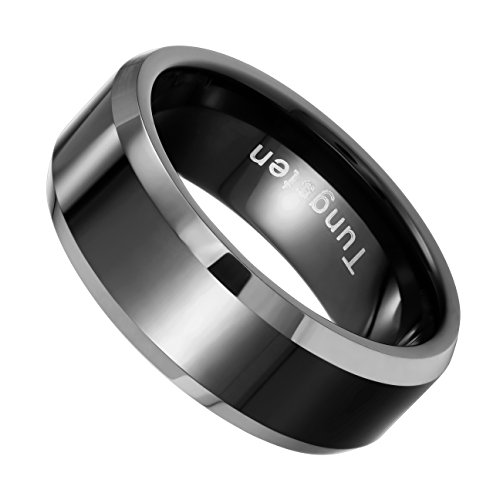 URBAN JEWELRY Solid Tungsten Mens Black Ring Band for Wedding or Engagement (9)
