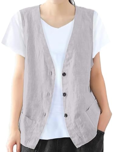 IDEALSANXUN Plus Size Vest for Women Casual Lightweight Sleeveless Cotton