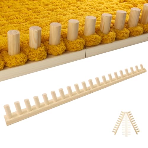 Chunky Blanket Loom Knitting Looms and Boards Adjustable Size Wooden Loom for Blanket No Needles Required Hand Knitting Kit for DIY Yarn Craft Home Decor Stress Relief Beginner Friendly (31 In)