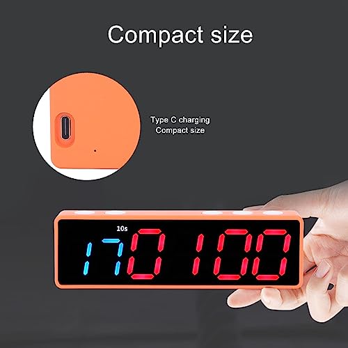Cronómetro digital portátil flexman Fitness Timer Clock con pantalla LED antivértigo, 12 funciones para entrenamiento en casa, garaje o escuela (azul y rojo) miniatura 4