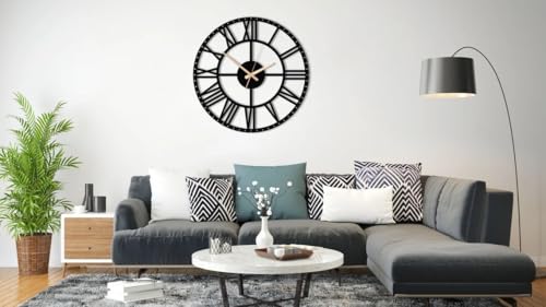 Image of Stylish Metal Wall Clock for Living Room, Bedroom, Office, Kitchen, Home and Hall | Antique Fancy Big Size Modern Wall Watch for Home Decor (DA-114, 40 CM)