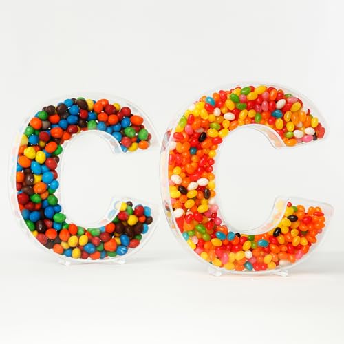 Fillable Alphabet Acrylic Tray Acrylic Alphabet Candy Jar Reusable Party Deli Jar Magnetic Lid Design 10in Sealed Acrylic Box (C)