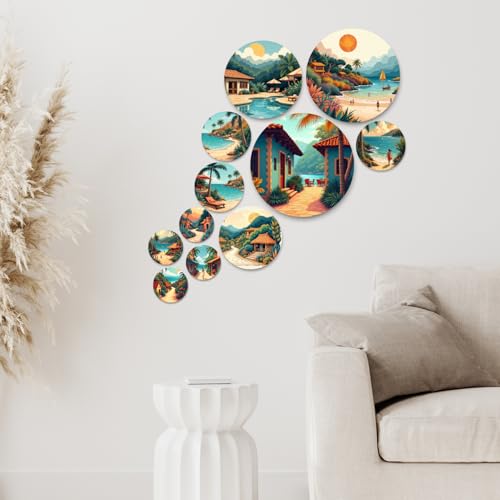 Image of RADIQORE Set of 11 Designer MDF Wooden Wall Hanging for Home Decoration | Office | Gift | Wall Decor Hanging Items | Wall Art | Living Room | Bedroom (House)