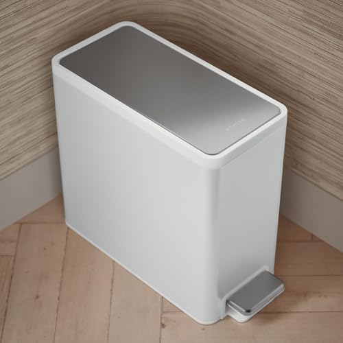 Kohler 2.5 Gallon Stainless Slim Step Trash Can, White | 20957-STW, Bathroom Trash Can with Soft-Close Foot Pedal, Stainless Steel - image 7