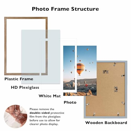 Image of JCJMY 12x16 Picture Frame Rustic Brown with 11x14 Mat, Display Photo 11x14 with Mat or 12 x 16 Without Mat, Wall Hanging Large Frame with Plexiglass, Rustic Brown
