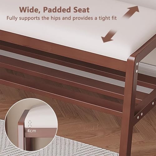 Banc de rangement d'entrée en bois avec coussin confortable pour chaussures - 6